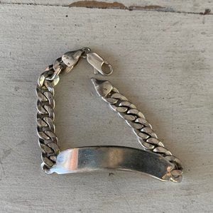 Vintage Silver 925 Figaro ID Bracelet